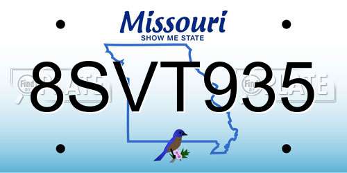 8SVT935 Missouri License Plate