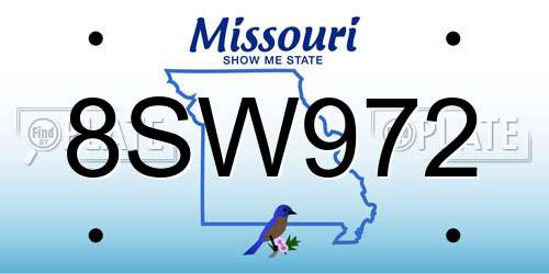 8SW972 Missouri License Plate