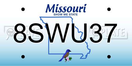 8SWU37 Missouri License Plate