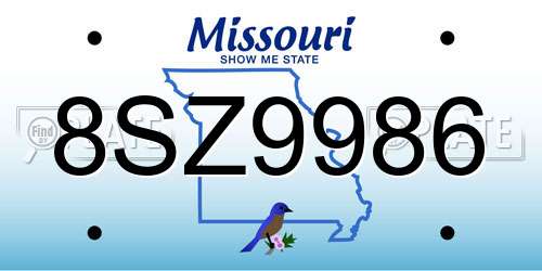 8SZ9986 Missouri License Plate