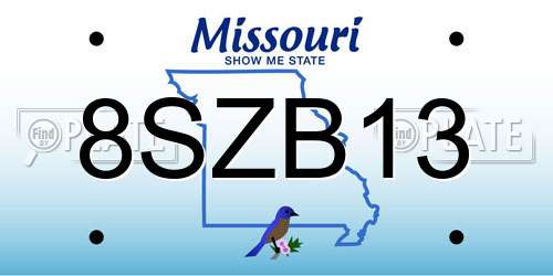 8SZB13 Missouri License Plate