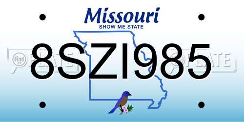 8SZI985 Missouri License Plate