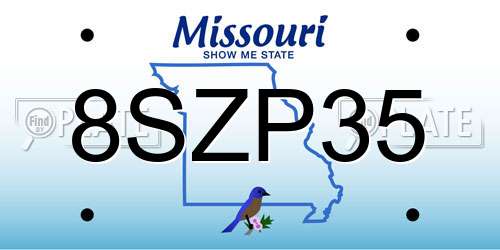 8SZP35 Missouri License Plate