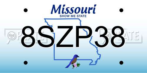 8SZP38 Missouri License Plate