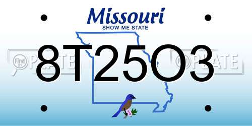 8T25O3 Missouri License Plate