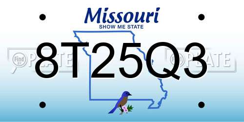 8T25Q3 Missouri License Plate