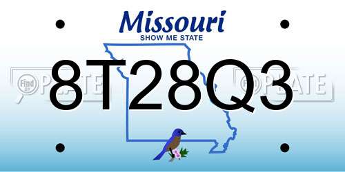 8T28Q3 Missouri License Plate