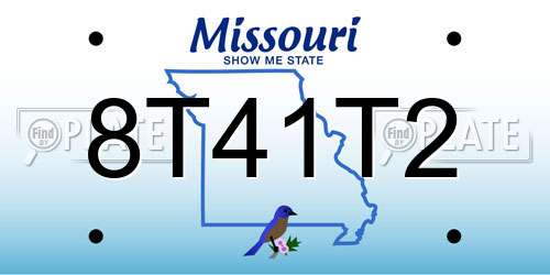 8T41T2 Missouri License Plate