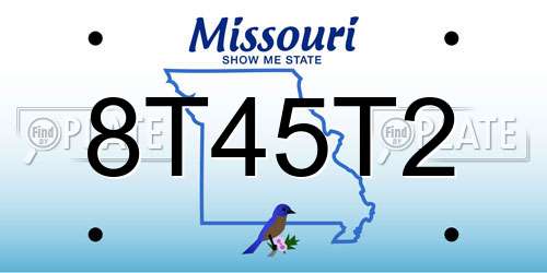 8T45T2 Missouri License Plate