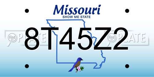 8T45Z2 Missouri License Plate