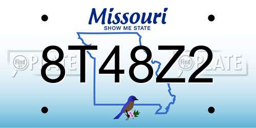 8T48Z2 Missouri License Plate