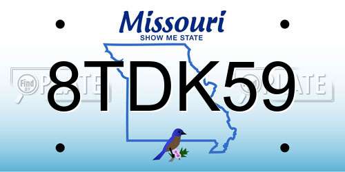8TDK59 Missouri License Plate
