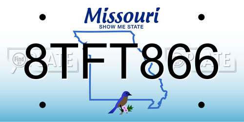 8TFT866 Missouri License Plate