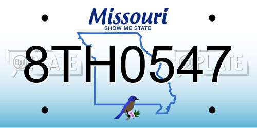 8TH0547 Missouri License Plate