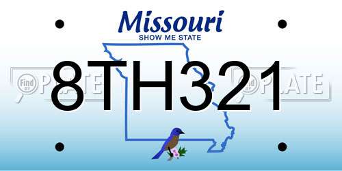 8TH321 Missouri License Plate