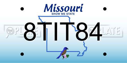 8TIT84 Missouri License Plate