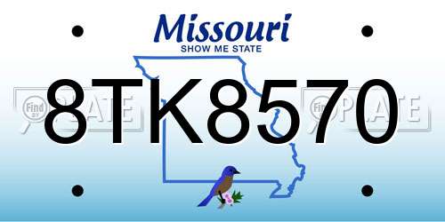 8TK8570 Missouri License Plate