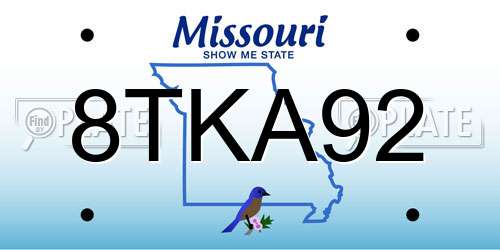 8TKA92 Missouri License Plate