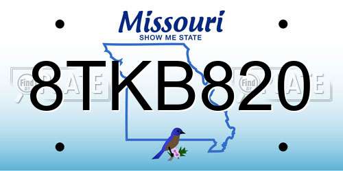 8TKB820 Missouri License Plate