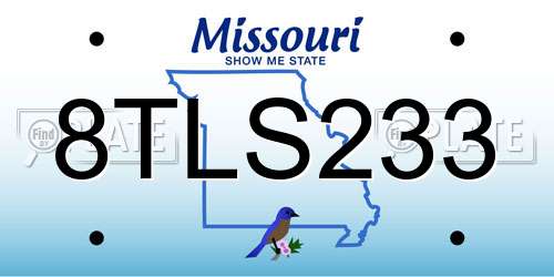 8TLS233 Missouri License Plate