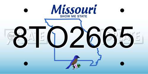 8TO2665 Missouri License Plate