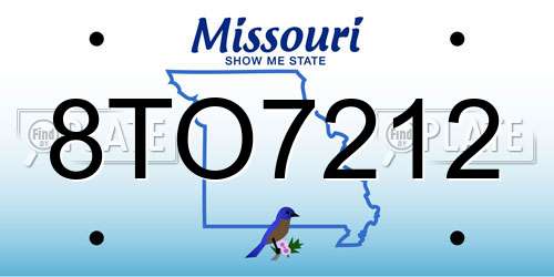 8TO7212 Missouri License Plate