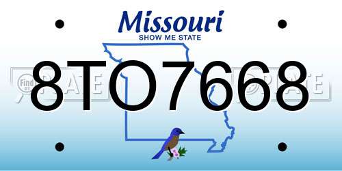 8TO7668 Missouri License Plate