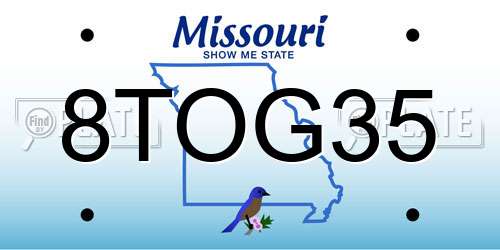 8TOG35 Missouri License Plate