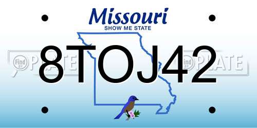 8TOJ42 Missouri License Plate