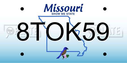 8TOK59 Missouri License Plate
