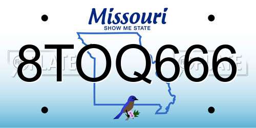 8TOQ666 Missouri License Plate