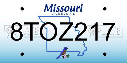 8TOZ217 Missouri License Plate