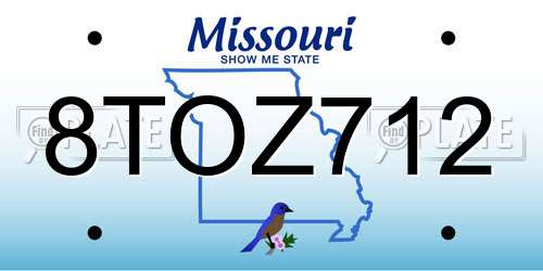 8TOZ712 Missouri License Plate