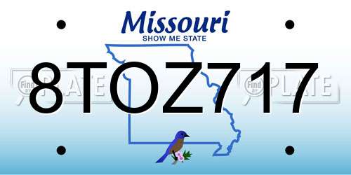 8TOZ717 Missouri License Plate