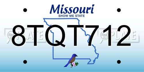 8TQT712 Missouri License Plate