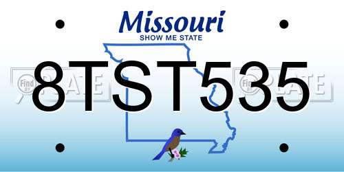 8TST535 Missouri License Plate
