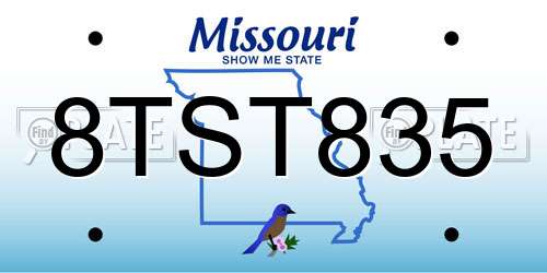 8TST835 Missouri License Plate