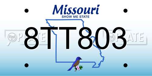 8TT803 Missouri License Plate