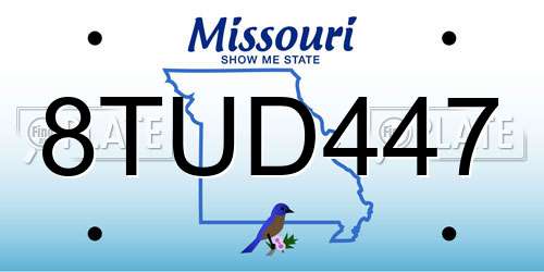 8TUD447 Missouri License Plate