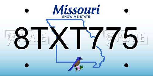 8TXT775 Missouri License Plate