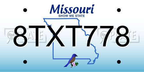 8TXT778 Missouri License Plate
