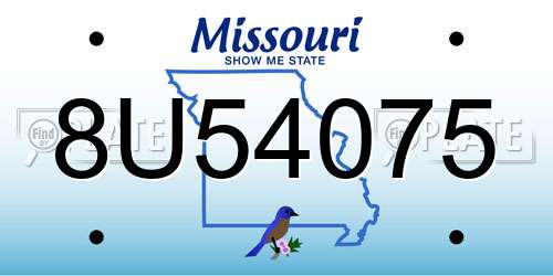 8U54075 Missouri License Plate