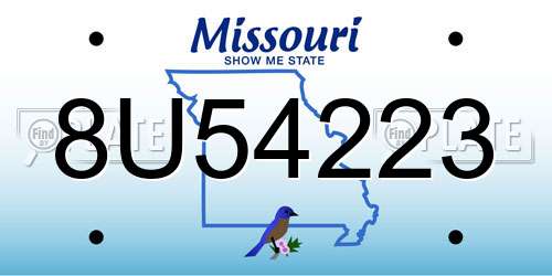 8U54223 Missouri License Plate