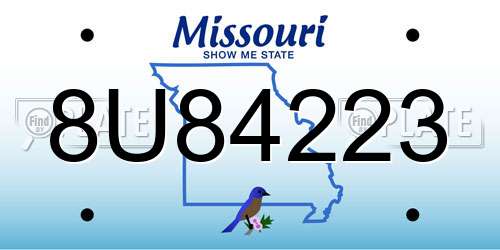 8U84223 Missouri License Plate