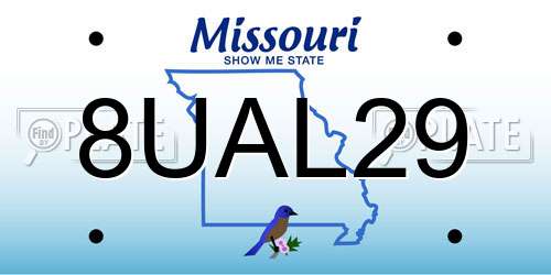 8UAL29 Missouri License Plate