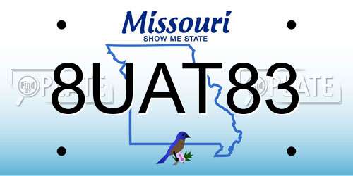 8UAT83 Missouri License Plate