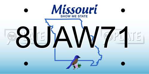 8UAW71 Missouri License Plate