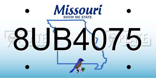 8UB4075 Missouri License Plate