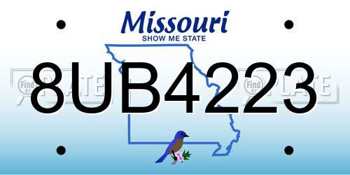 8UB4223 Missouri License Plate
