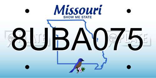 8UBA075 Missouri License Plate
